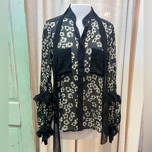 Barbara Bui Sheer Floral Silk Blouse – Size 40 (US 8)